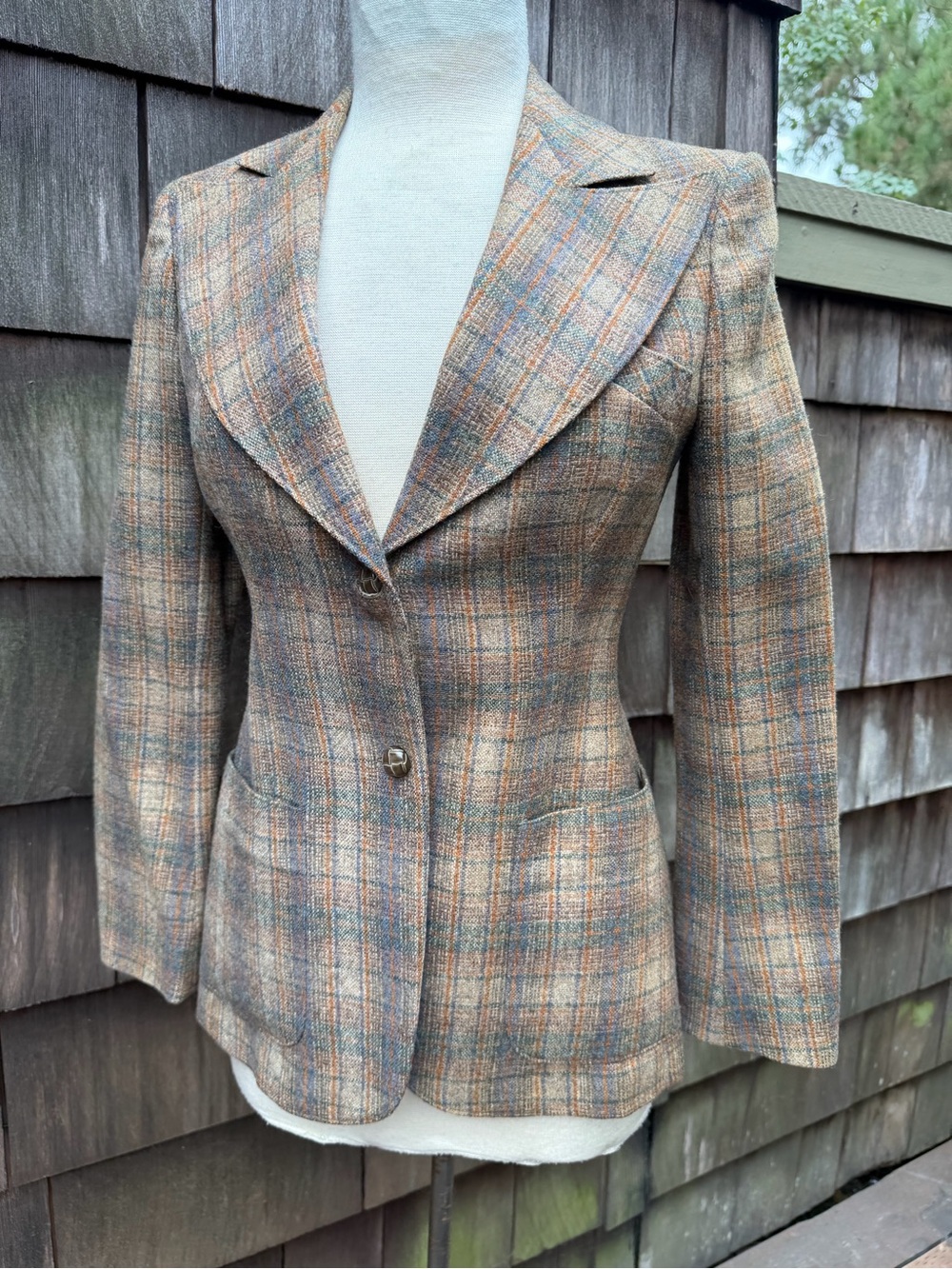 Vintage preppy classic tailored blazer wool plaid pockets lined S Joseph Magnin - Picture 10 of 10
